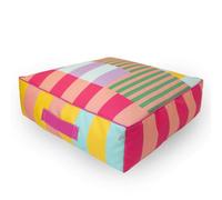 rucomfy Beanbags Large Square Floor Cushion - Indoor/Outdoor - Water-Resistant - Colourful Doodle Pattern - Comfy Garden & Patio Seat - (Block Print, 22 (H) x 68 (L) 68 (W) cm)