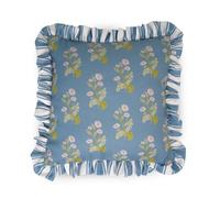 rucomfy Beanbags Linen Look Frilled Floral Stripe Cushion, Soft Throw Cushions Modern Design Frilled Edge Cushion (45x45cm, Floral Stripe)