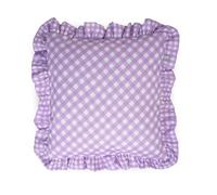 rucomfy Beanbags Linen Look Frilled Gingham Cushion, Soft Throw Cushions Modern Design Frilled Edge Cushion (45x45cm, Lilac Gingham)