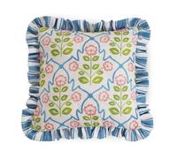 rucomfy Beanbags Linen Look Frilled Lattice Stripe Cushion, Soft Throw Cushions Modern Design Frilled Edge Cushion (45x45cm, Lattice Stripe)