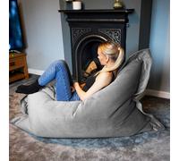 rucomfy Beanbags rucomfy Extra Large Squarbie Bean Bag - Velvet - Pebble Grey, Grey