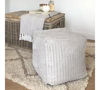rucomfy Cube Footstool Beanbag Pouffe - Soft Corduroy - Platinum