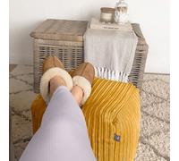 rucomfy Beanbags Rucomfy Indoor Jumbo Cord Bean Bag Footstool - Mustard Cube Pouffe