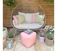 rucomfy Beanbags Rucomfy Indoor Or Outdoor Water Resistant Dusky Pink Cube Beanbag Footstool