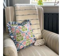 rucomfy Beanbags Rucomfy Linen Look 45X45Cm Cushion - Frilled Lattice Stripe Decorative Pillow