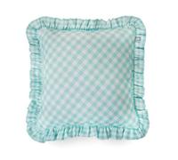 rucomfy Beanbags Rucomfy Linen Look 45X45Cm Cushion - Turquoise Frilled Gingham Check Decorative Pillow