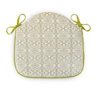rucomfy Beanbags Rucomfy Linen Look Damask Seat Pad - Olive Green Cushion For Chairs & Dining