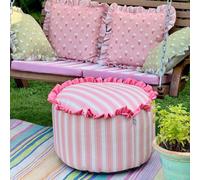 rucomfy Beanbags Rucomfy Linen Look Striped Pouffe Bean Bag - Pink Footstool, Ottoman & Seat