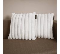 rucomfy Beanbags rucomfy Ribbed Faux Fur 45x45cm Cushion - Luxury Home Decor Pillow in Ivory | Size: 45x45 cm rucomfy Beanbags Ivory 45x45 cm