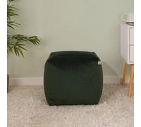 rucomfy Beanbags Rucomfy Velvet Cube Bean Bag Pouffe - Emerald Soft Stylish Comfortable Footstool
