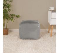 rucomfy Beanbags Rucomfy Velvet Cube Bean Bag Pouffe - Pebble Soft Stylish Comfortable Footstool
