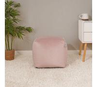 rucomfy Beanbags Rucomfy Velvet Cube Bean Bag Pouffe - Pink Soft Stylish Comfortable Footstool