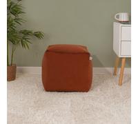 rucomfy Beanbags Rucomfy Velvet Cube Bean Bag Pouffe - Rust Soft Stylish Comfortable Footstool