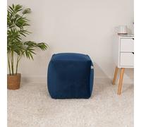 rucomfy Beanbags rucomfy Velvet Cube Bean Bag Pouffe - Soft Stylish Footstool in Dark Blue rucomfy Beanbags Dark Blue