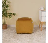 rucomfy Beanbags rucomfy Velvet Cube Bean Bag Pouffe - Soft Stylish Footstool in Mustard rucomfy Beanbags Mustard