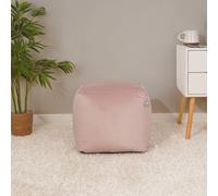 rucomfy Beanbags rucomfy Velvet Cube Bean Bag Pouffe - Soft Stylish Footstool in Pale Pink rucomfy Beanbags Pale Pink