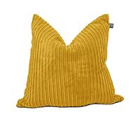 rucomfy Beanbags Soft Corduroy Square Floor Cushion - Use as Large Cushion, Pillow or Extra Seating - Home Living Room Decor or Bedroom Furniture - Machine Washable - L68cm x W68cm (Mustard)