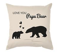 rucomfy Cushion for Dad on Birthday or Special Occasion - Love You Papa Bear Loving Gift Ideas for Dads from Son or Daughter - Filled with Fiber Inner (40 x 40cm)
