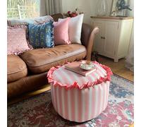 rucomfy Fabric Pouffe - Pink & White