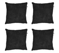 rucomfy Fibre-Filled Plush Cushion - Corduroy Cushions for Living Room, Lounge and Bedroom. Home Decor Accessories. Pre-filled with Fiber Inner. Machine Washable. 45cm x 45cm (Black, 4 Pack)