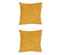 rucomfy Fibre-Filled Plush Cushion - Corduroy Cushions for Living Room, Lounge and Bedroom. Home Decor Accessories. Pre-filled with Fiber Inner. Machine Washable. 45cm x 45cm (Mustard, 2 Pack)
