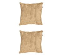 rucomfy Fibre-Filled Plush Cushion - Corduroy Cushions for Living Room, Lounge and Bedroom. Home Decor Accessories. Pre-filled with Fiber Inner. Machine Washable. 45cm x 45cm (Caramel, 2 Pack)