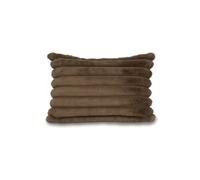 rucomfy Fibre-Filled Ribbed Fur Cushion for Home Decor, Soft Furnishings Home Accessories for Living Room Sofa or Chair. Luxury Soft Fabric - Invisible Zip - 40cm x 60cm (Chocolate Brown)