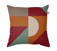 rucomfy Fibre-Filled - Snug Print Pillow for Home Decor - Thick Soft Fabric with Invisible Zip - Arrives Pre-filled - 45 x 45cm (Rust Multi Block Print)