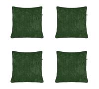 rucomfy Fibre-Filled - Waffle Pillow for Living Room Sofa or Chair - Thick Cosy Fabric Square Cover with Fibre Inner Filling - 50cm x 50cm (Highland Green, 4 Pack)