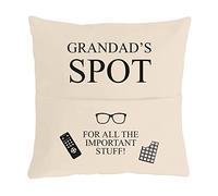 rucomfy Funny Gift Cushion for Dad Grandad on Birthday or Special Occasion - "DAD'S/GRANDAD'S SPOT" Gift Ideas for Dads from Son or Daughter - Filled with Fiber Inner (40 x 40cm) (Grandad's Spot)