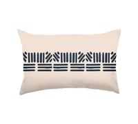 rucomfy Indoor/Outdoor Bolster Cushion Navy Hatch Summer Print - Accessories for Home and Garden Decor Rectangle - Filled with Fibre Inner - Water Resistant Machine Washable - 40 x 60cm