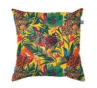 rucomfy Indoor/Outdoor Cushion Yellow Abstract Tropics Summer Print - Accessories for Home and Garden Decor Scatter Pillow - Pre Filled with Fibre Inner - Water Resistant - 45 x 45cm (1-Pack)