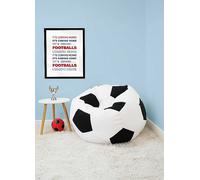 rucomfy Kids Indoor & Outdoor Football Mini Slouch Beanbag White/blk