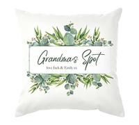 rucomfy Personalised Green Floral Cushion with Fibre Filling for Mum Mummy Grandma Nan and Nanna - Home Decor Throw Pillow 16” Filled with Fibre Inner - Gift Idea for Mom Birthday (40 x 40cm)