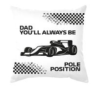rucomfy Pun Gift Cushion for Racing Fan Dads on Birthday or Special Occasion - "Pole Position" Funny Gift Ideas for Dads from Son or Daughter - Filled with Fiber Inner (40 x 40cm)