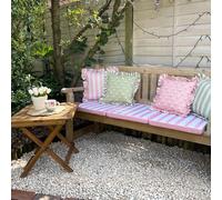 rucomfy Stripe Single Garden Bench Cushion - Pink & White