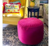 rucomfy Beanbags rucomfy Velvet Pouffe - Cerise Pink, Pink