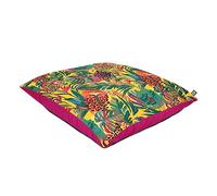 rucomy Beanbags Indoor/Outdoor Floor Cushion - Yellow Abstract Tropics Summer Print - Extra Seating for Garden Furniture Seating or Sun Lounging - Water Resistant Machine Washable 70 x 70cm