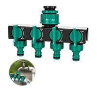 RUCUDIM 4-Way Distributor, 3/4 Inch and 1/2 Inch Water Connection Distributor, Water Distributor, Hose Distributor, Garden Irrigation Diverter with Individual Shut-off Valves, for Appliances / Garden