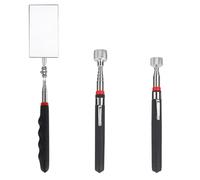 RUCUDIM Automotive Telescopic Inspection Mirror,3 Pieces Inspection Mirror Set,Extendable Pick-Up Stick with Magnet,Magnetic Retrieval Pen for Retrieving Metal Objects(Black)