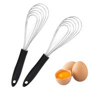 RUCUDIM Black Silicone Whisk Set Stainless Steel 27.7 cm 2 Pieces Whisk Kitchen Whisk for Mixing, Stirring Dough, Eggs, Frothing, Beating, Whisk for Living Room, Kitchen, Dining Room