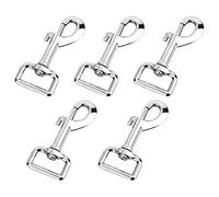 RUCUDIM Dog Clip Hook Trigger Clips 5Pcs Keyring Clip Camping Keyring 75 mm Length Heavy Duty Lea-ds Clasp 360°Swivel Trigger Clips for Pet Buckle Keyring Carabiner (Silver)