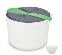 RUCUDIM Microwave Rice Cooker 2L Microwave Steamer Set Household Microwave Rice Steamer Non Stick Rice and Pasta Cooker High Temperature Resistant Steam Pot with Rice Scoop, Lid for Vegetables Meats