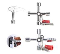 RUCUDIM Multifunction Wrench, 3 Pcs 4-Way Triangular Key for Water Meters, Radiators, Gas Meters, Lifts, Electric Box (72 x 72 x 10 mm, Silver, Zinc)