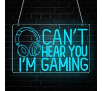 RuCvixkt Can't Hear You I'm Gaming Neon Sign,Dimmable Led Game Neon Signs for Room Playroom Birthday Party Decorations, Headset Graphic Video Games Gamer Gifts for Men Gamers Teenagers