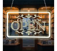 RuCvixkt Come in, We're Open Signs for Business, Dimmable Switch Brightness Neon Open Sign for Stores Hotel Window Salon Bar Club Restaurant Decor (Warm White, 15''x 9.5'')