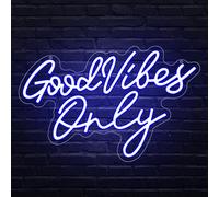 RuCvixkt Good Vibes Only Neon Signs for Wall Decor, Beautiful Blue LED Good Vibes Only Neon Sign for Party Salon Bar Club Bedroom Decor, Gift for Boy Girl Birthday Christmas