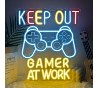 RuCvixkt Keep Out Gamer At Work Neon Sign for Game Room Decor, Dimmable Led Gaming Neon Light for Gamer Boys Room Man Cave,Gamer Neon Sign for Birthday Party Teen Boy Game Gifts