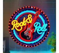 RuCvixkt Rock and Roll Neon Sign, LED Live Music Guitar Neon Light, USB Powered Neon Signs Wall Decor for Bar, Pub, Music Studio, Game Room Bedroom, Great Gift for Boys Girls Rock Fans