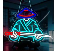 RuCvixkt Samurai Sword Neon Sign for Wall Decor, Janpanese Samurai Anime Lighted Signs for Bar Game Room Man Cave Club Party Room Shop Window Bedroom Decor, Gift for Boys Girls